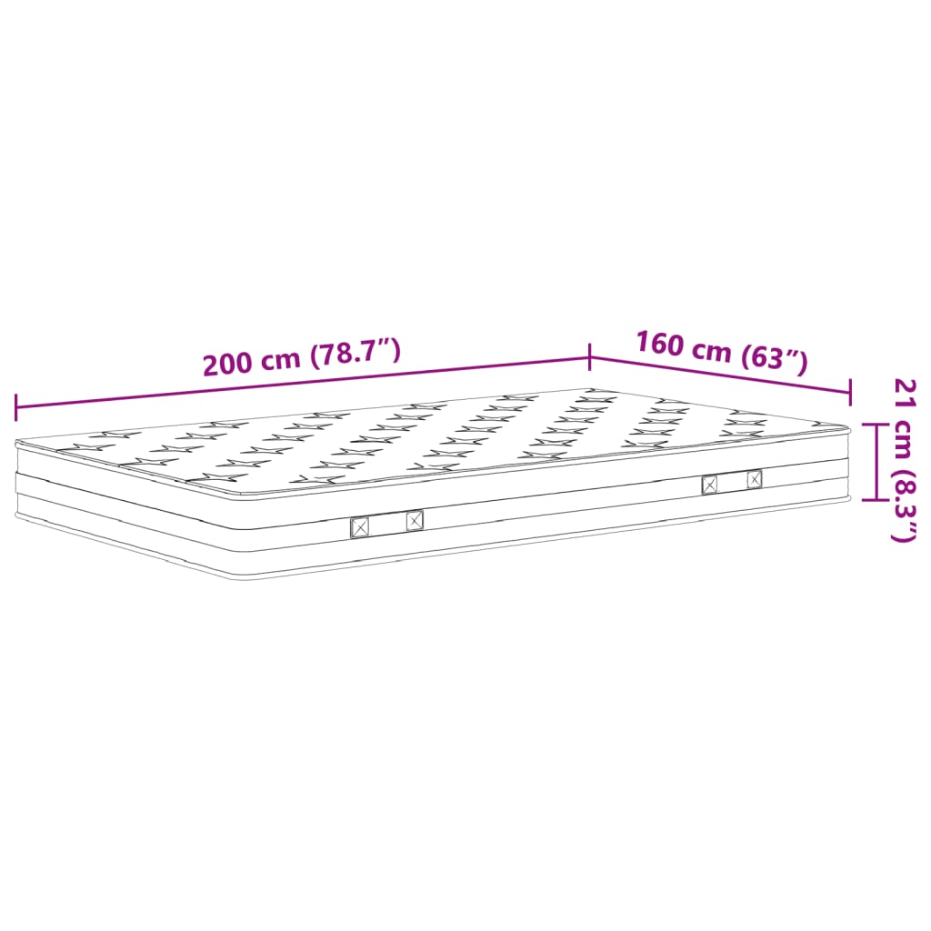 Matelas à ressorts bonnell moyen 160x200 cm