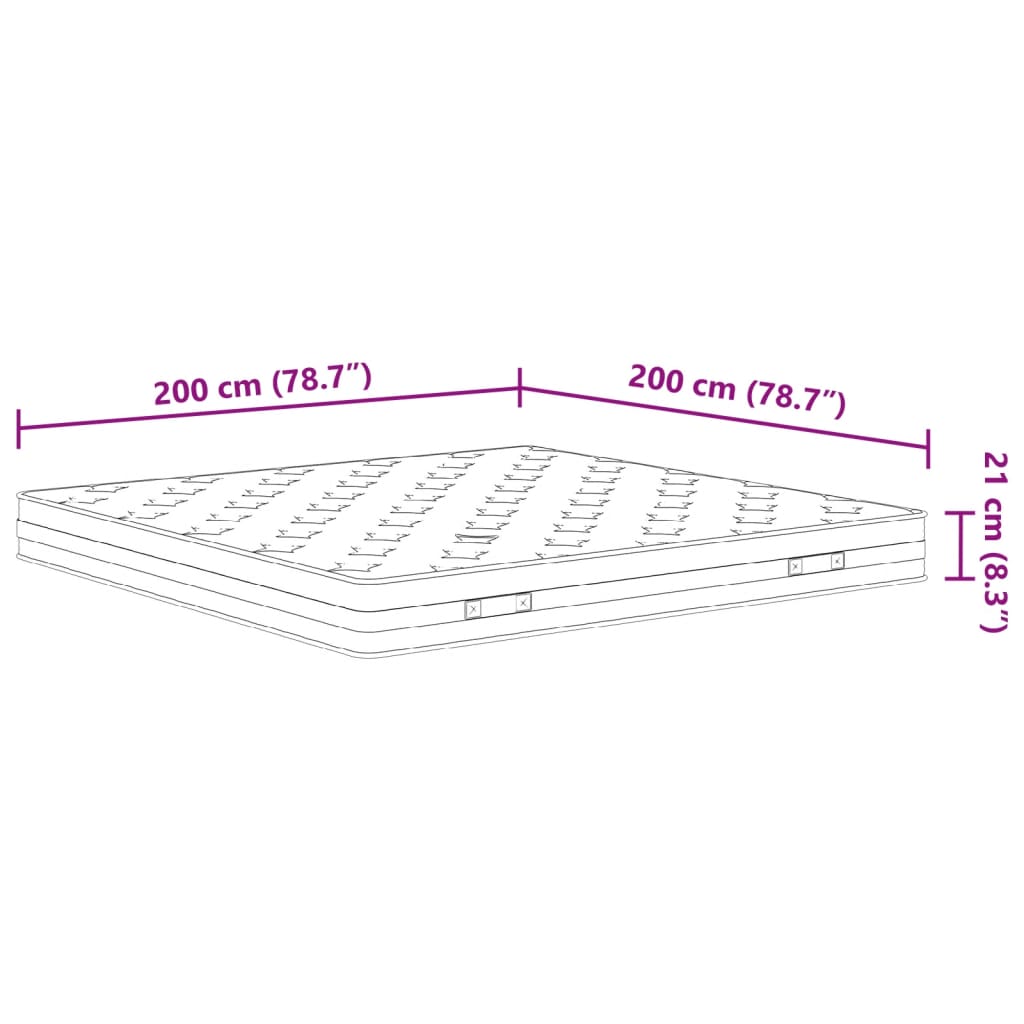 Matelas à ressorts bonnell moyen 200x200 cm