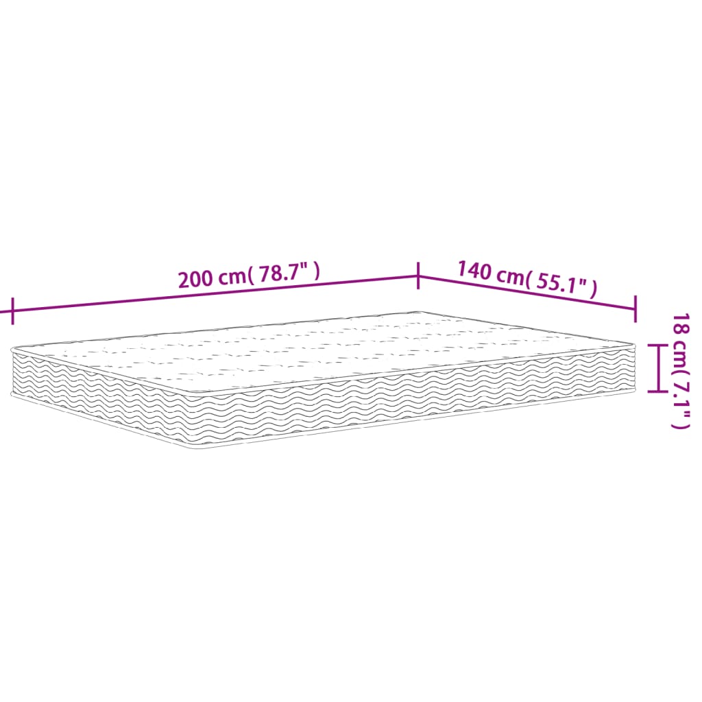 Matelas à ressorts bonnell moyen 140x190 cm