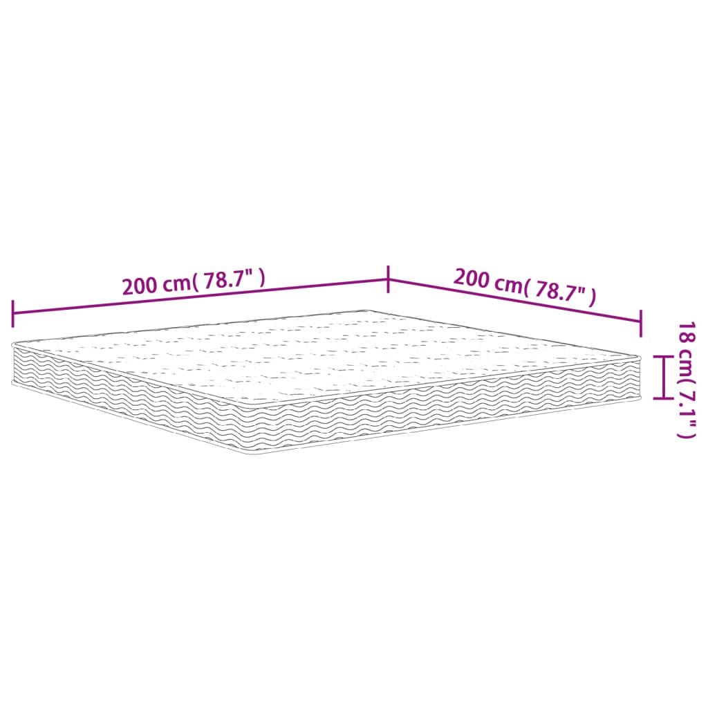 Matelas à ressorts bonnell moyen 200x200 cm