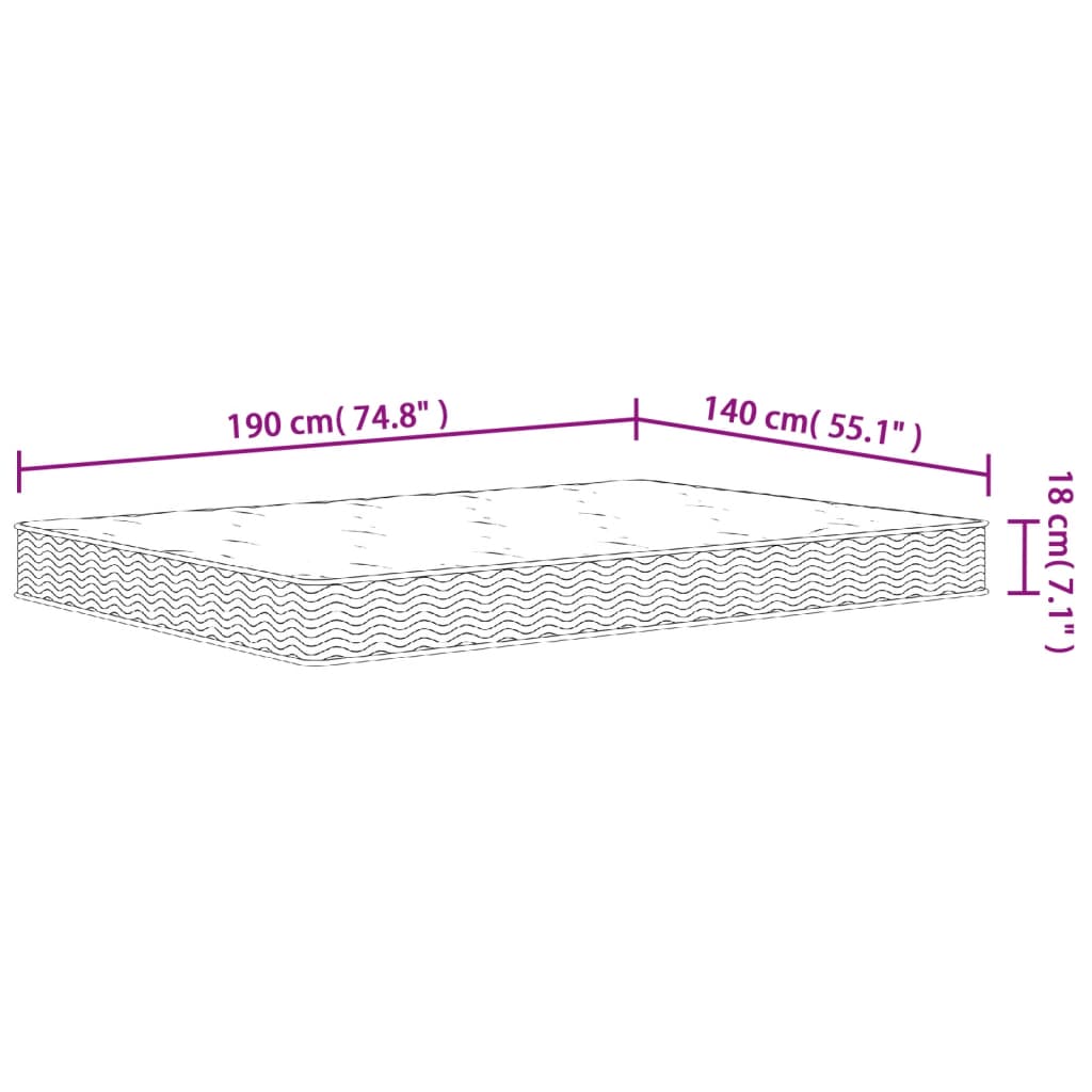 Matelas à ressorts bonnell moyen 140x190 cm