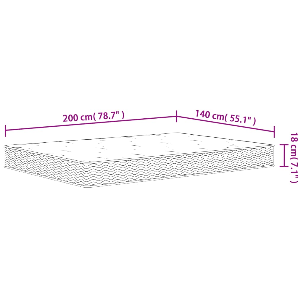 Matelas à ressorts bonnell moyen 140x200 cm