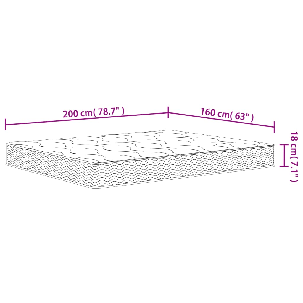 Matelas à ressorts bonnell moyen 160x200 cm