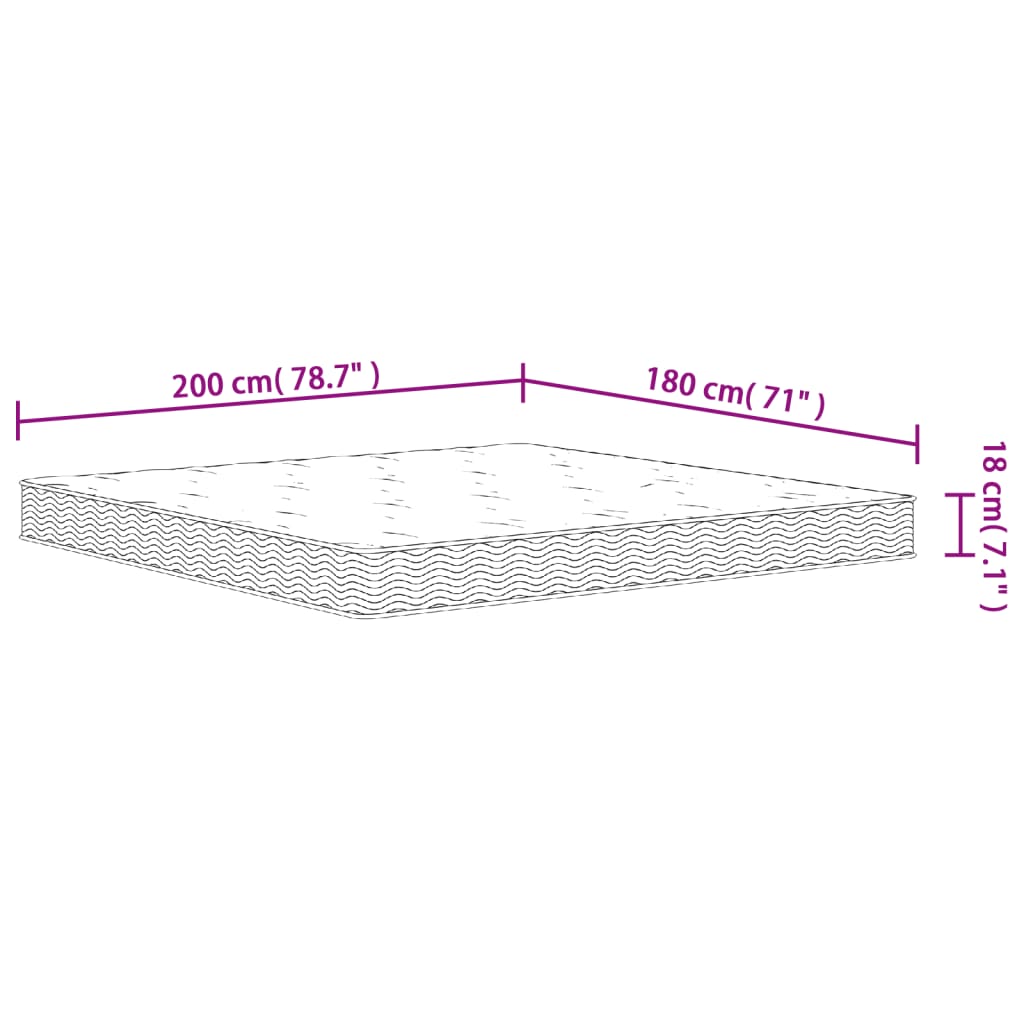 Matelas à ressorts bonnell moyen 180x200 cm