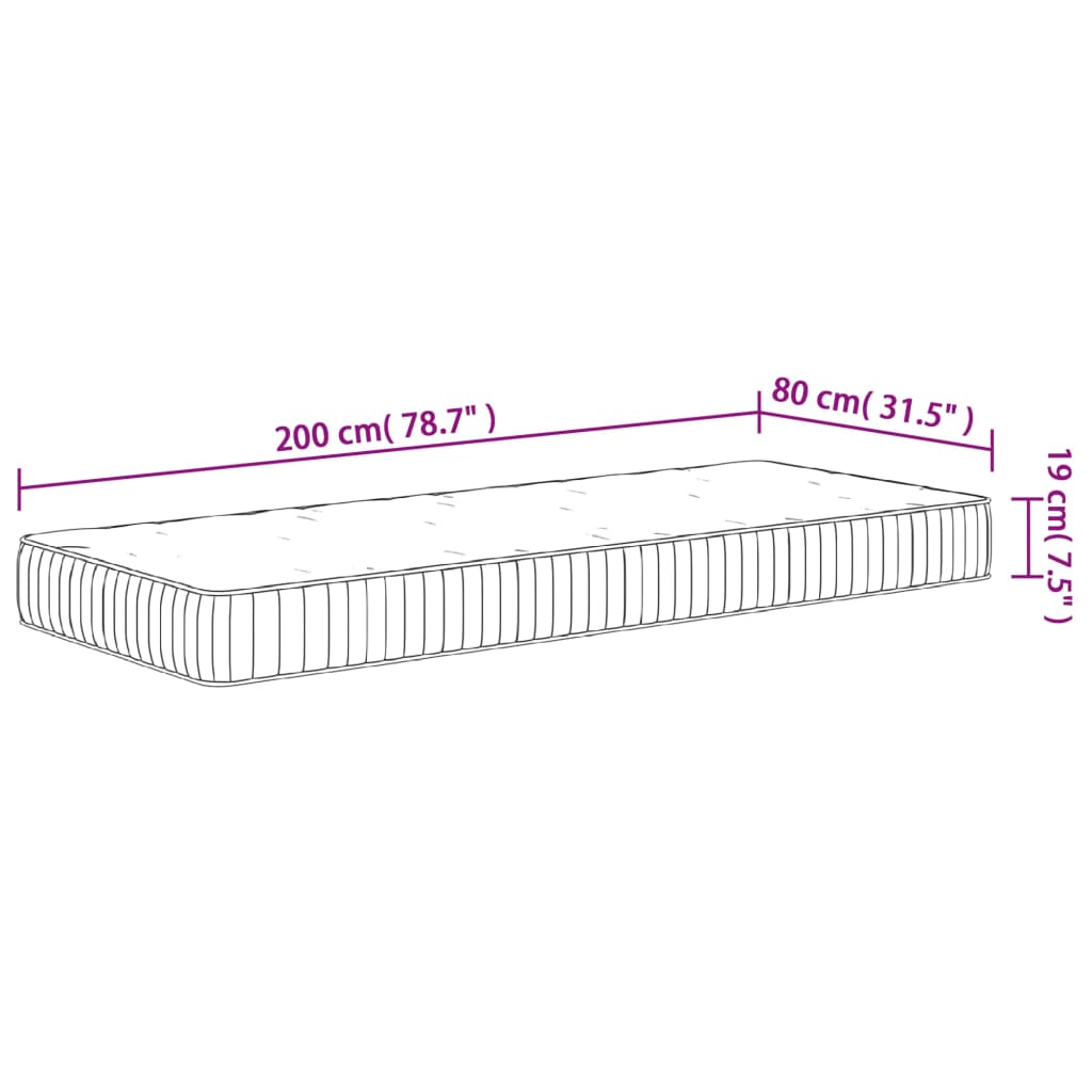 Mittelgroße Taschenfederkernmatratze 80x200 cm