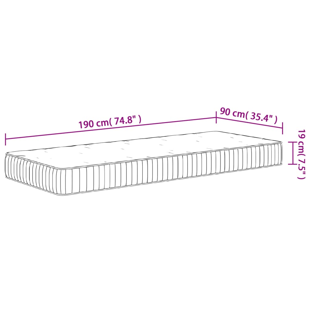 Mittlere Taschenfederkernmatratze 90x190 cm