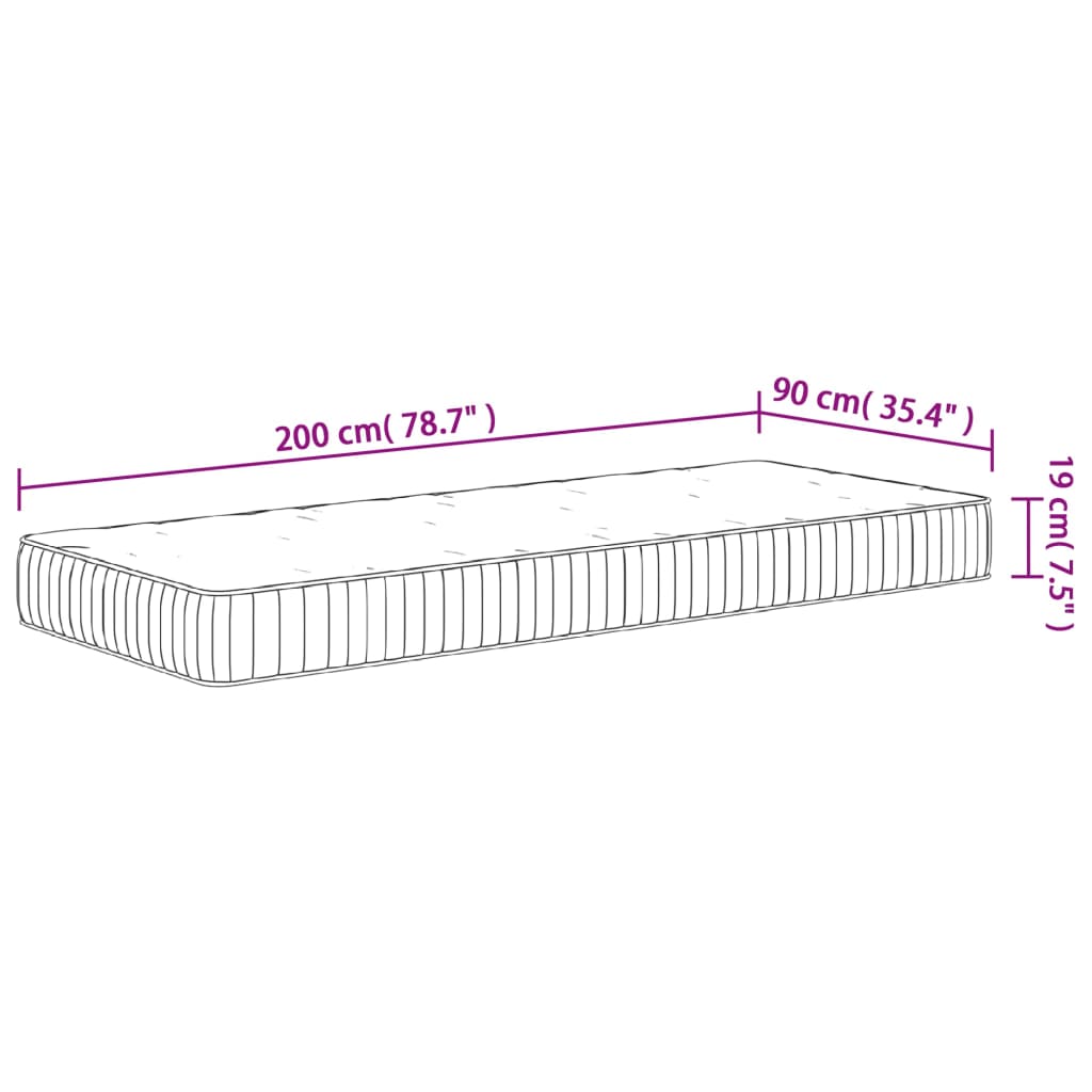 Mittelgroße Taschenfederkernmatratze 90x200 cm