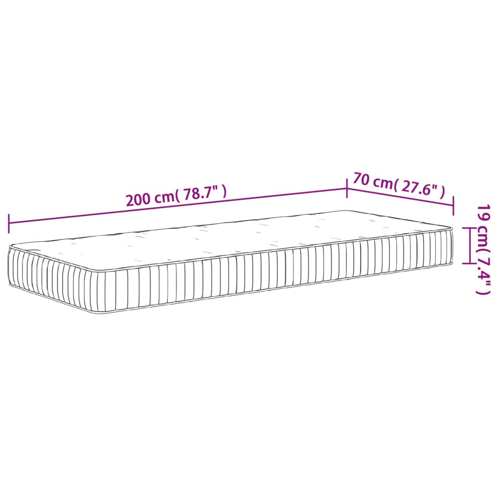 Mittlere Taschenfederkernmatratze 70x200 cm