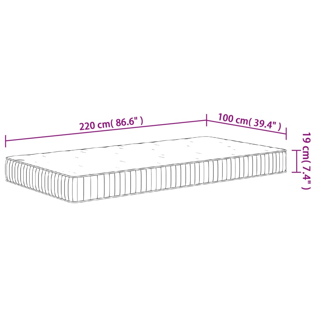 Mittlere Taschenfederkernmatratze 100x220 cm