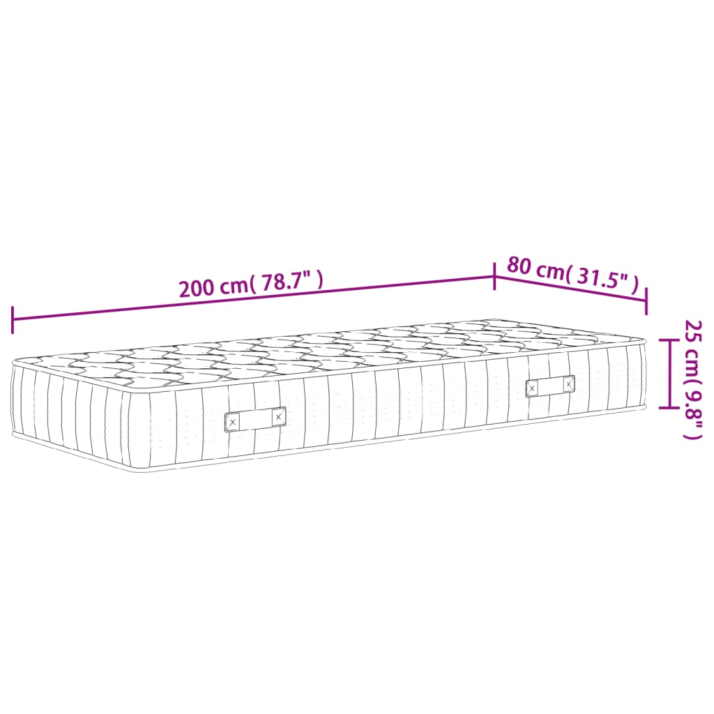 Taschenfederkernmatratze mittlerer Härte 80x200 cm