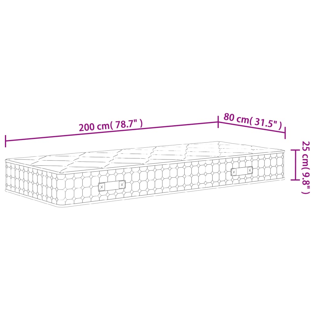 Taschenfederkernmatratze mittlerer Härte 80x200 cm