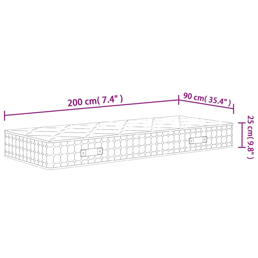 Taschenfederkernmatratze mittlerer Härte 90x200 cm