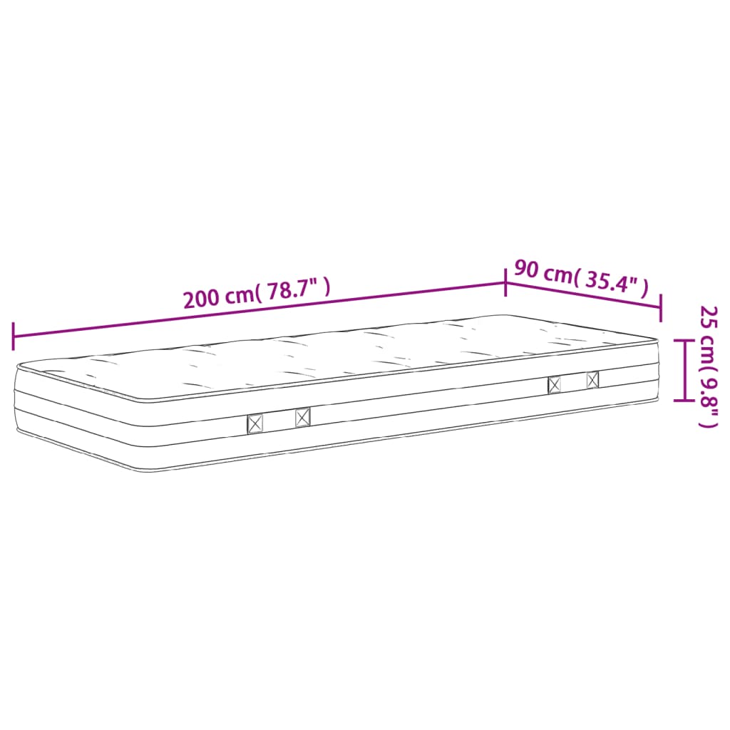 Taschenfederkernmatratze mittlerer Härte 90x200 cm