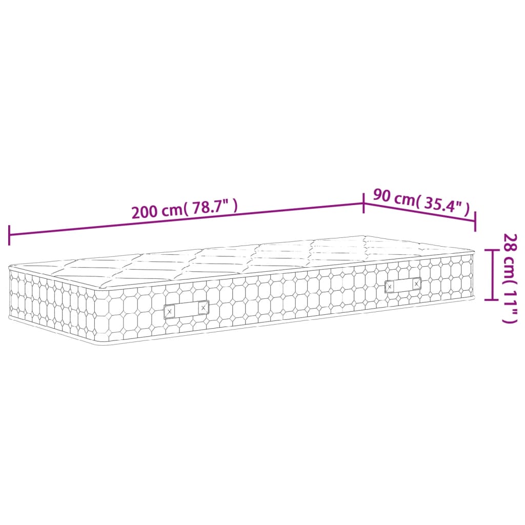 Mittelgroße Taschenfederkernmatratze 90x200 cm