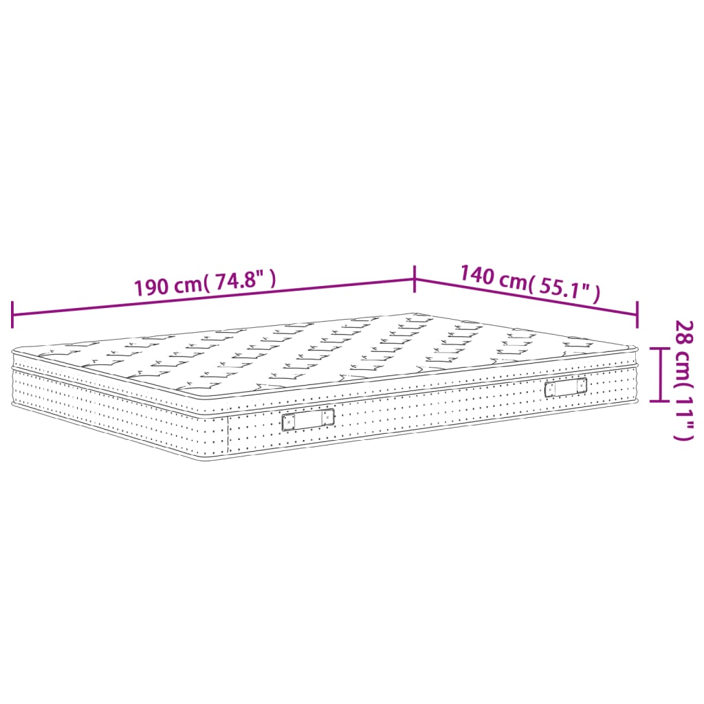 Mittlere Taschenfederkernmatratze 140x190 cm