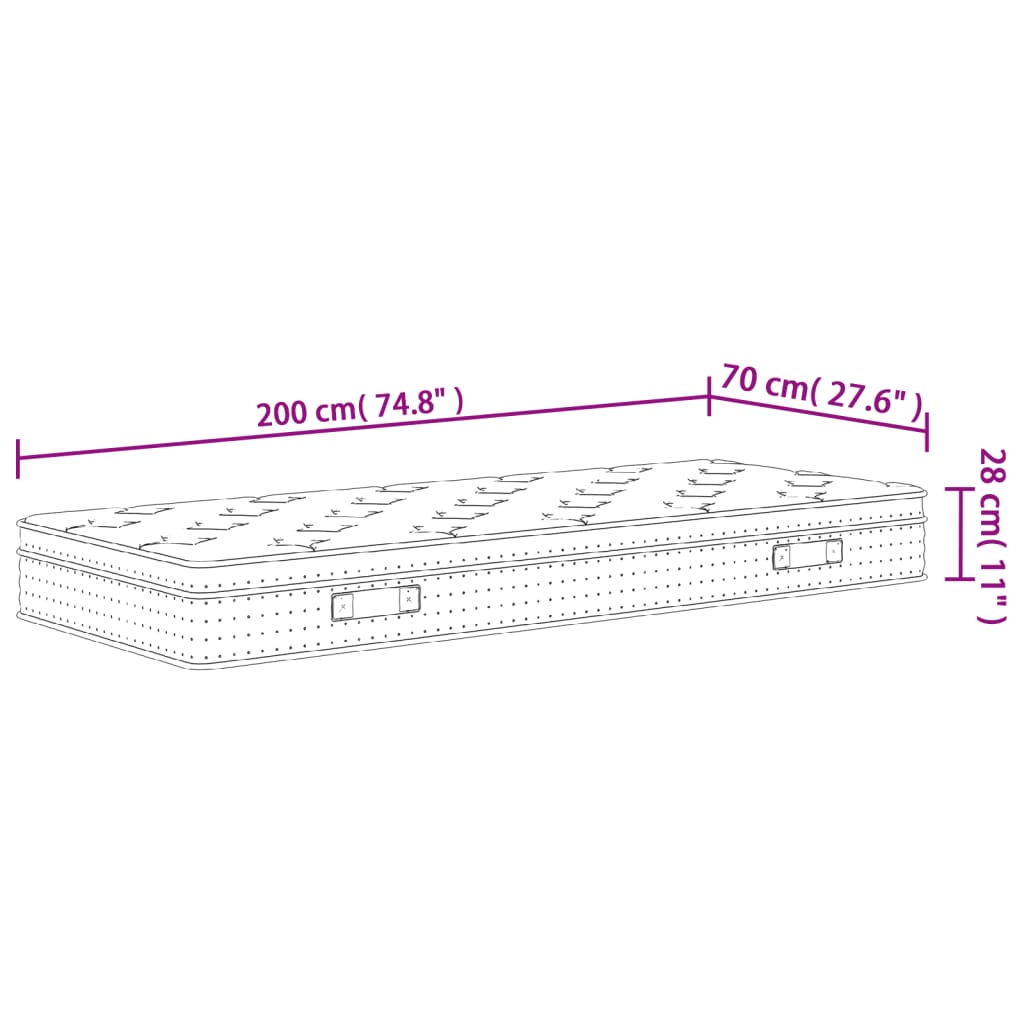 Matelas à ressorts ensachés moyen 70x200 cm