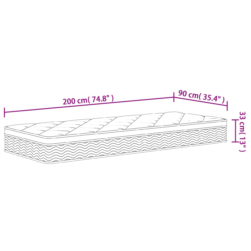 Medium plus pocket spring mattress 90x200 cm