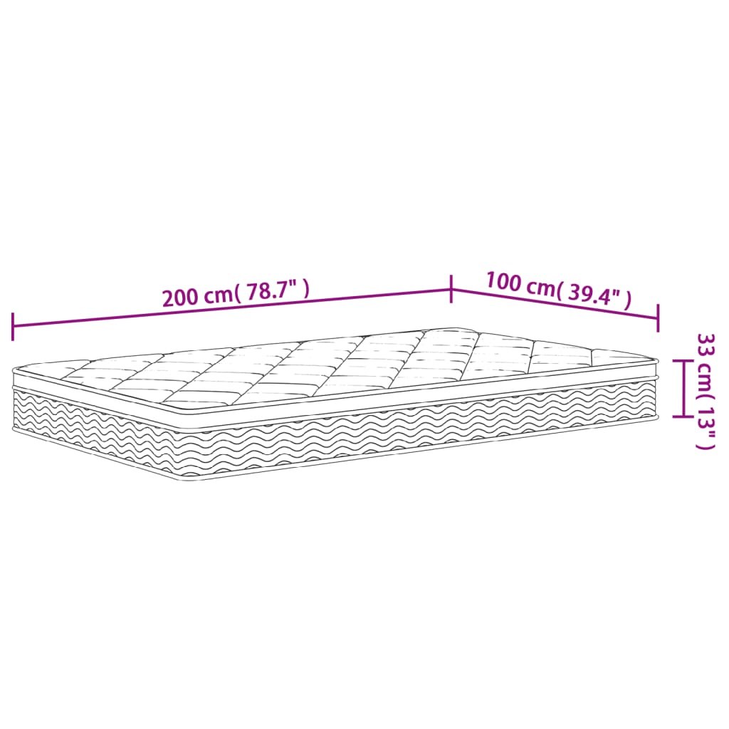 Matelas à ressorts ensachés moyen plus 100x200 cm