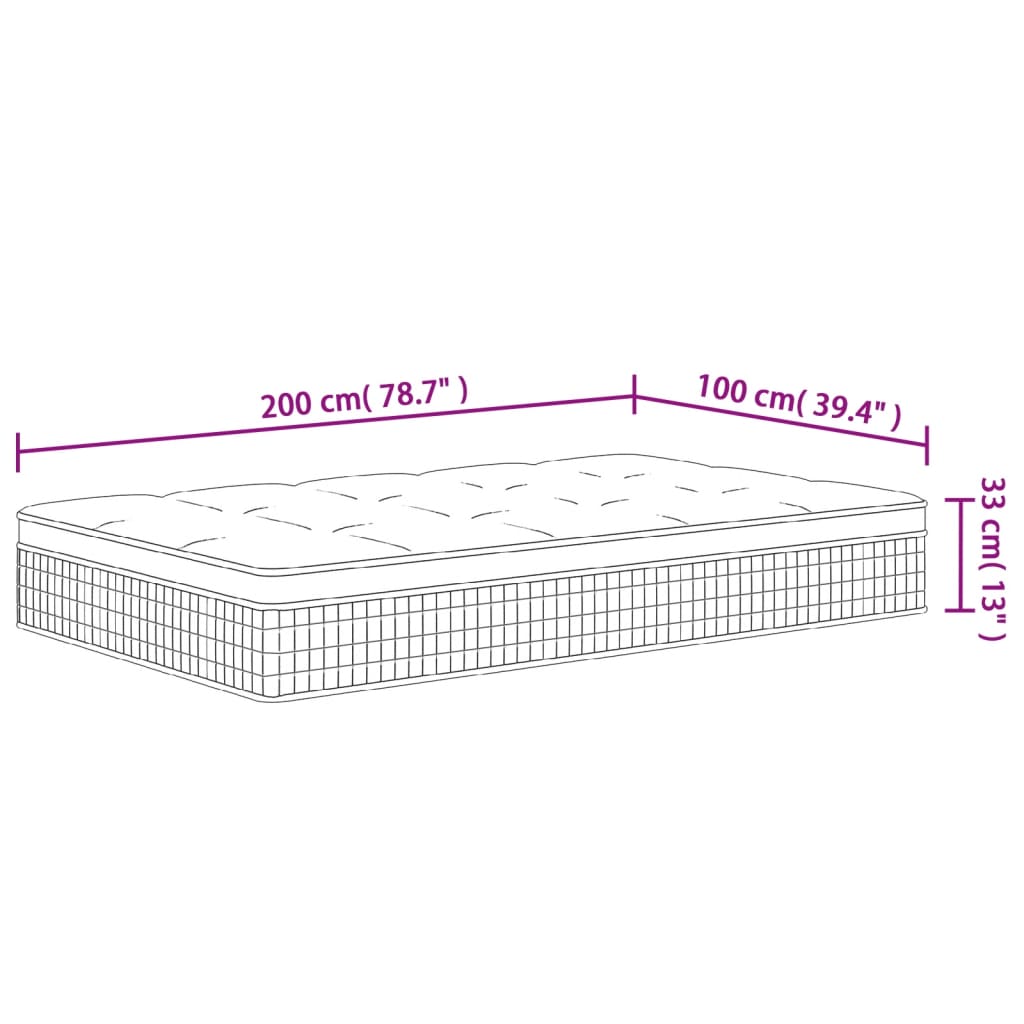 Matelas à ressorts ensachés moyen plus 100x200 cm