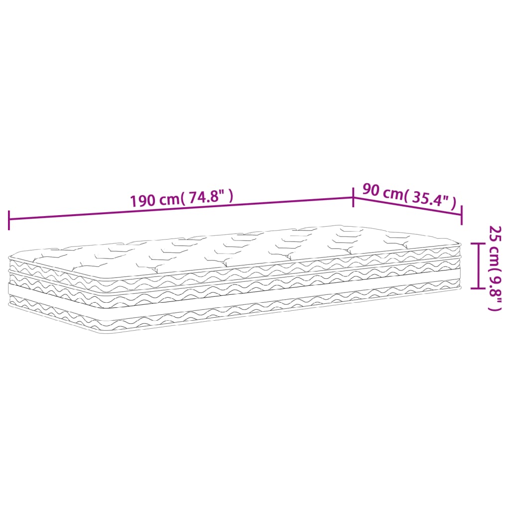 Mittlere Taschenfederkernmatratze 90x190 cm