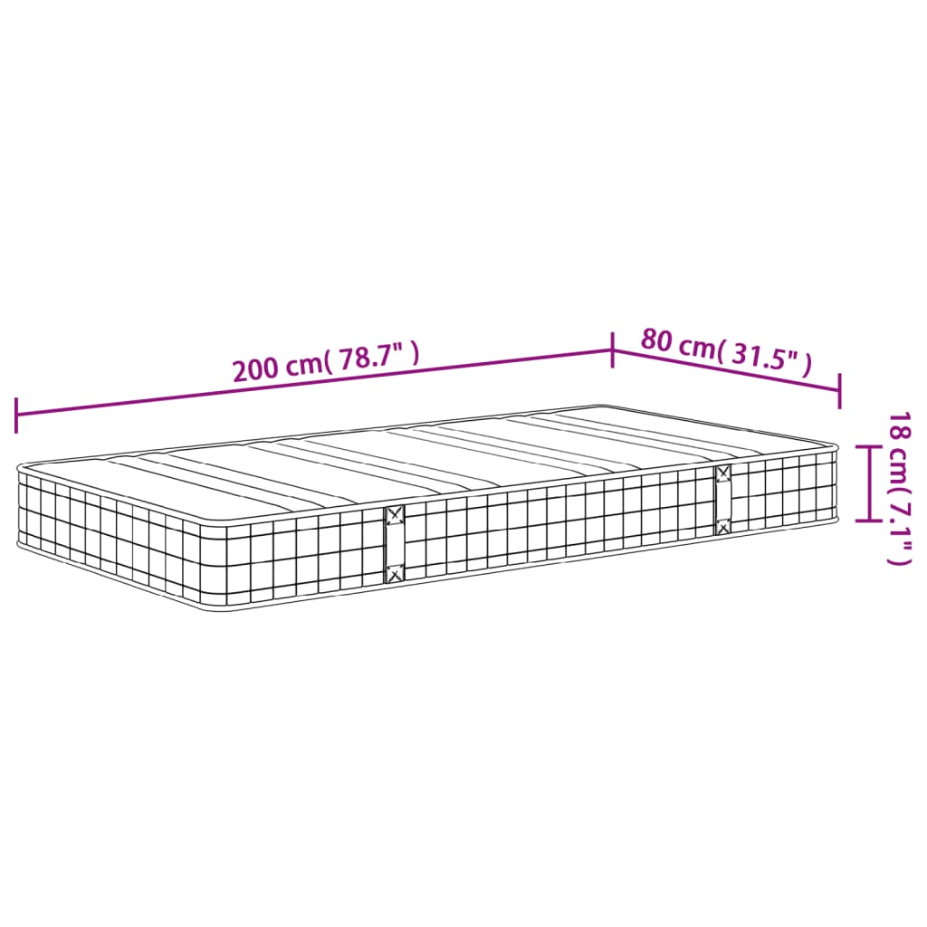 Mittlere Bonnellfederkernmatratze 80x200 cm