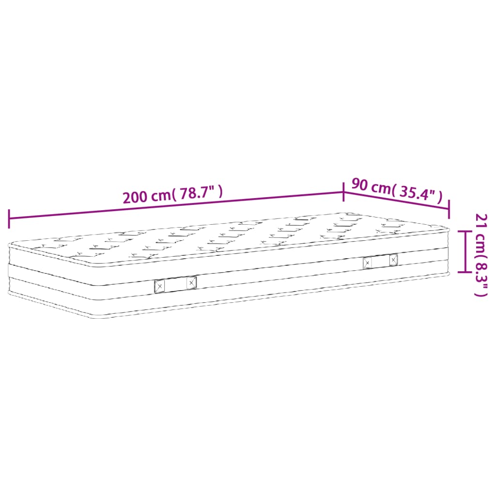 Medium bonnell spring mattress 90x200 cm