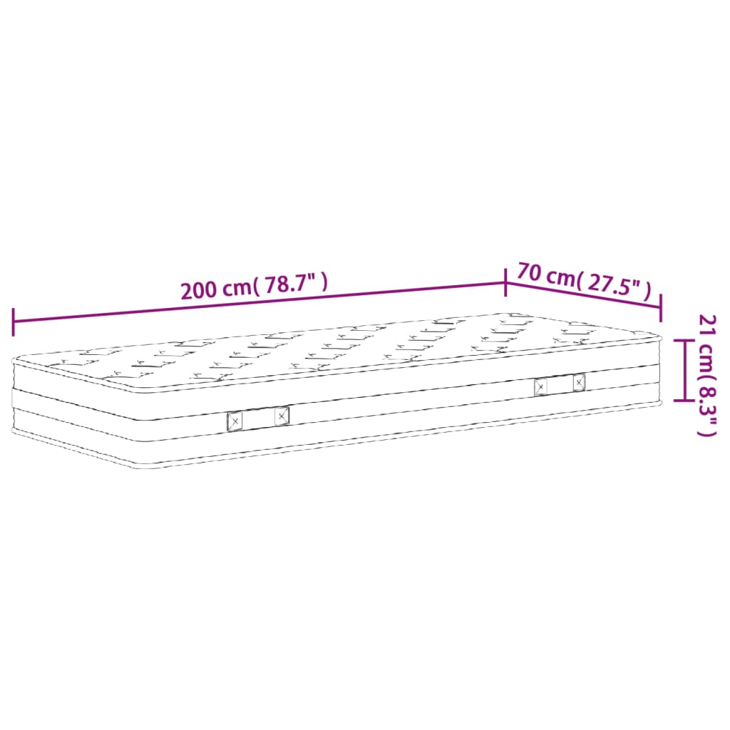 Matelas à ressorts bonnell moyen 70x200 cm