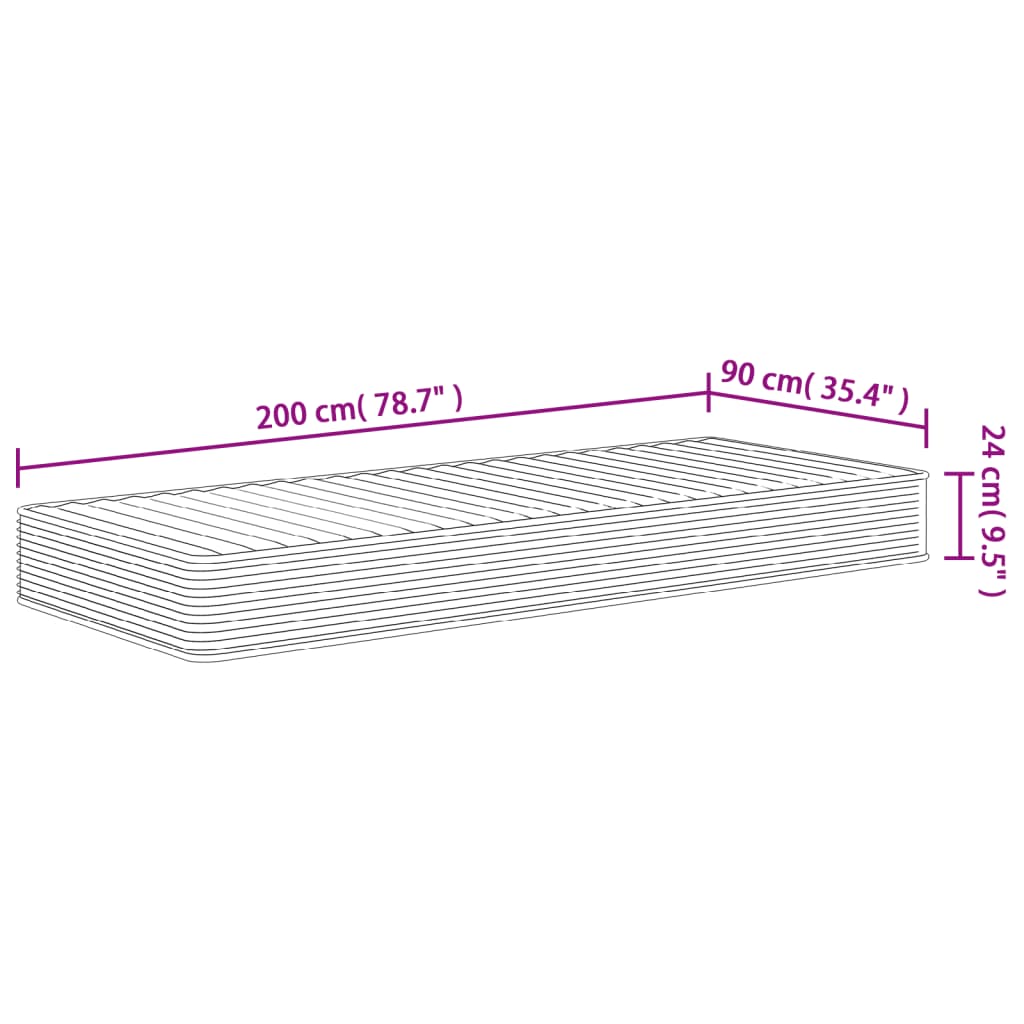 Mittelweiche Schaumstoffmatratze 90x200 cm