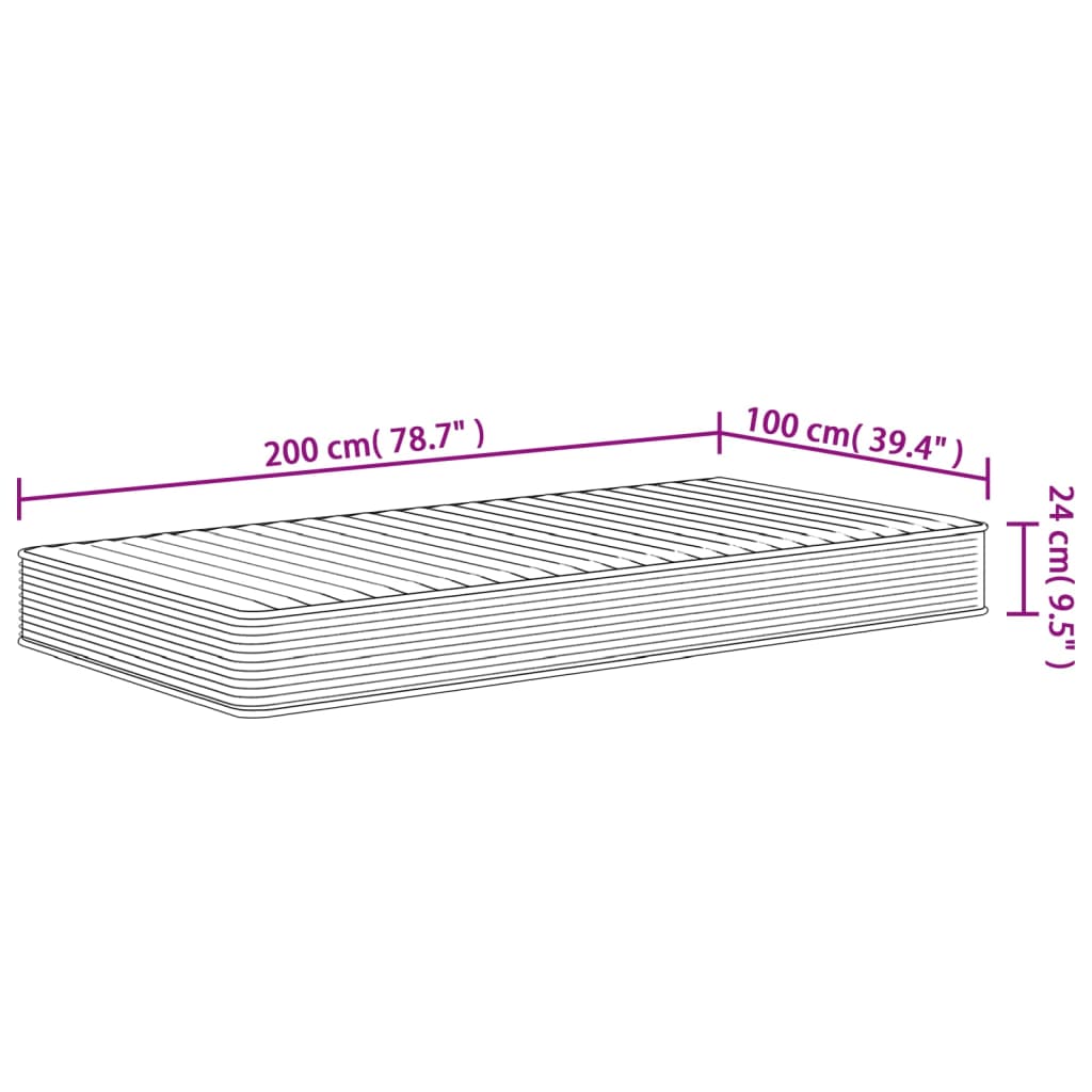 Medium soft foam mattress 100x200 cm