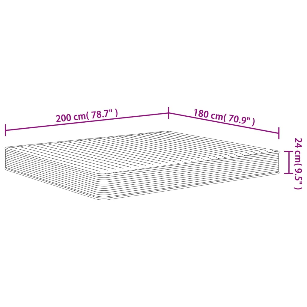 Medium soft foam mattress 180x200 cm