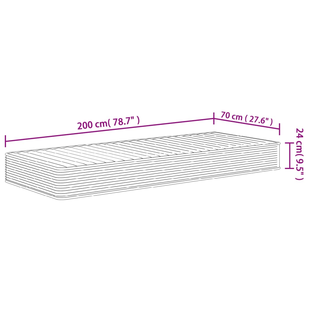 Mittelweiche Schaumstoffmatratze 70x200 cm