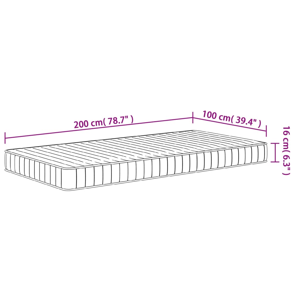 Medium soft foam mattress 100x200 cm