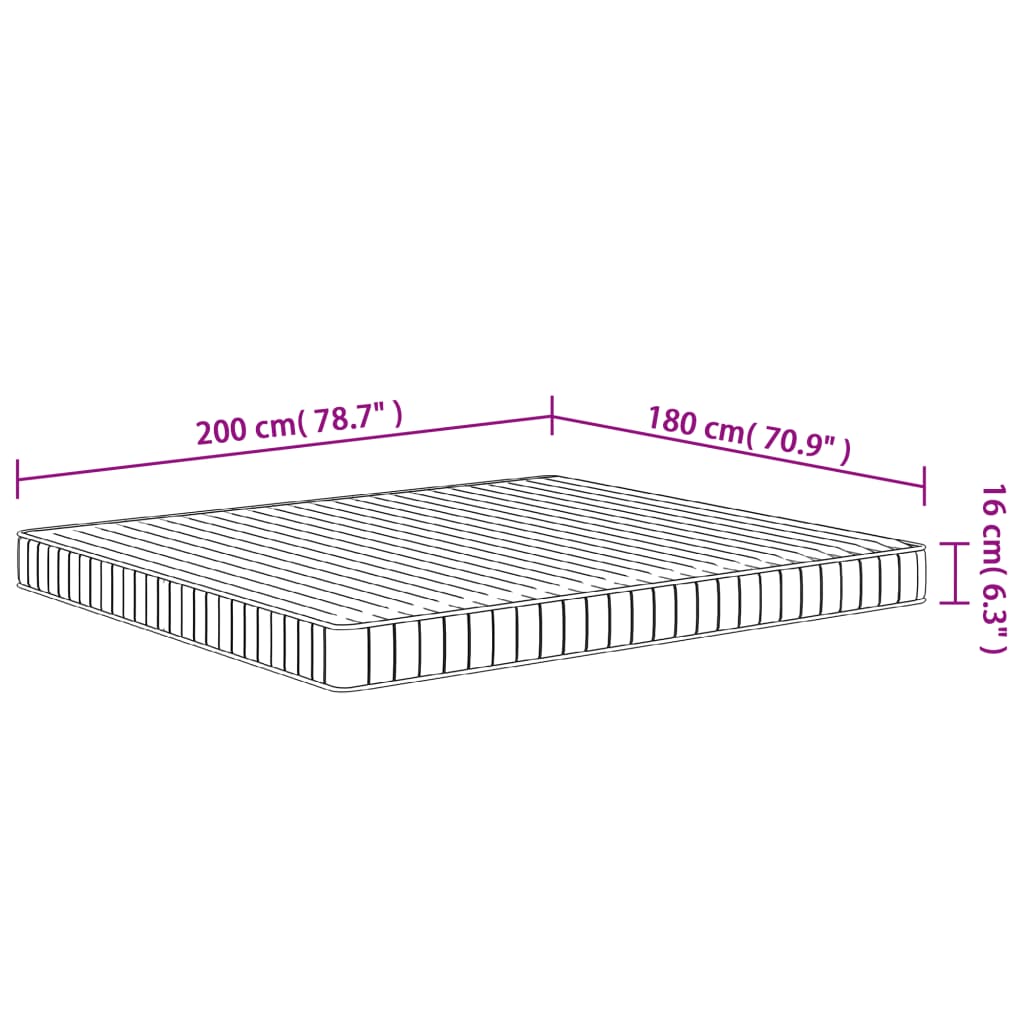 Medium soft foam mattress 180x200 cm