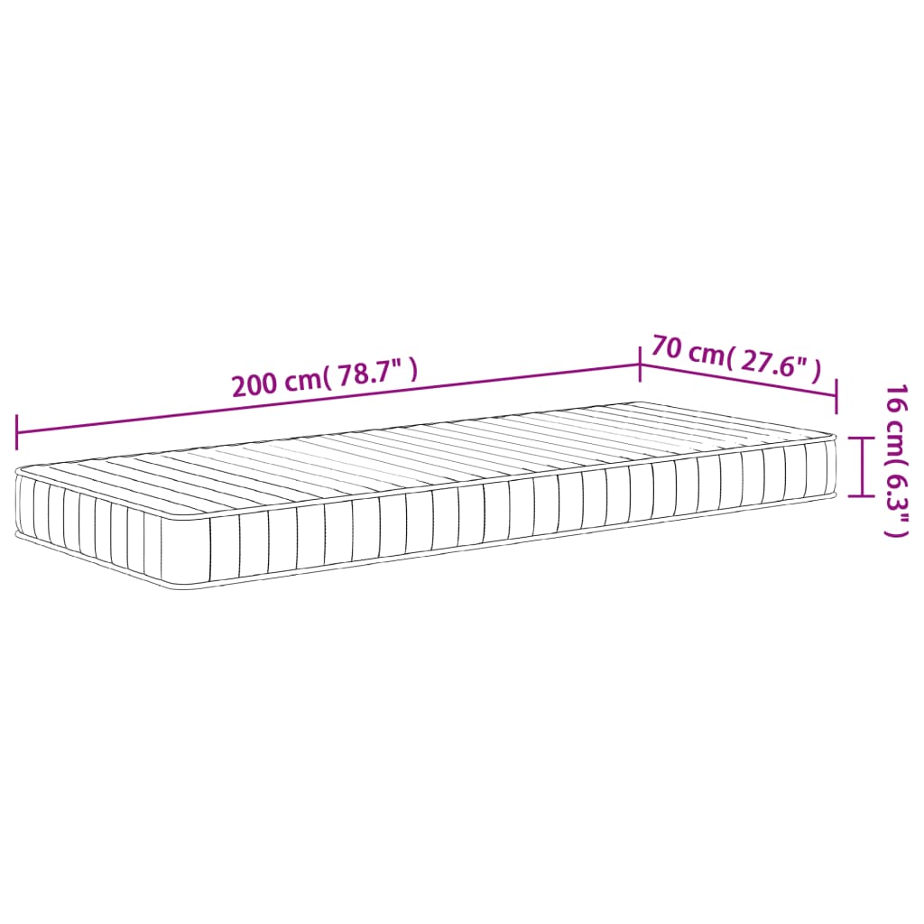 Matelas en mousse moyennement doux 70x200 cm