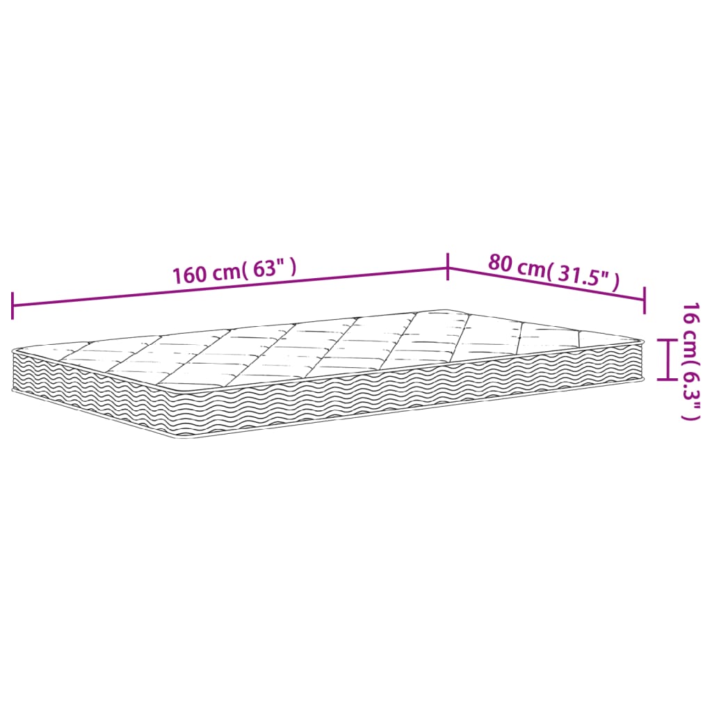 Medium soft children's foam mattress 80x160 cm