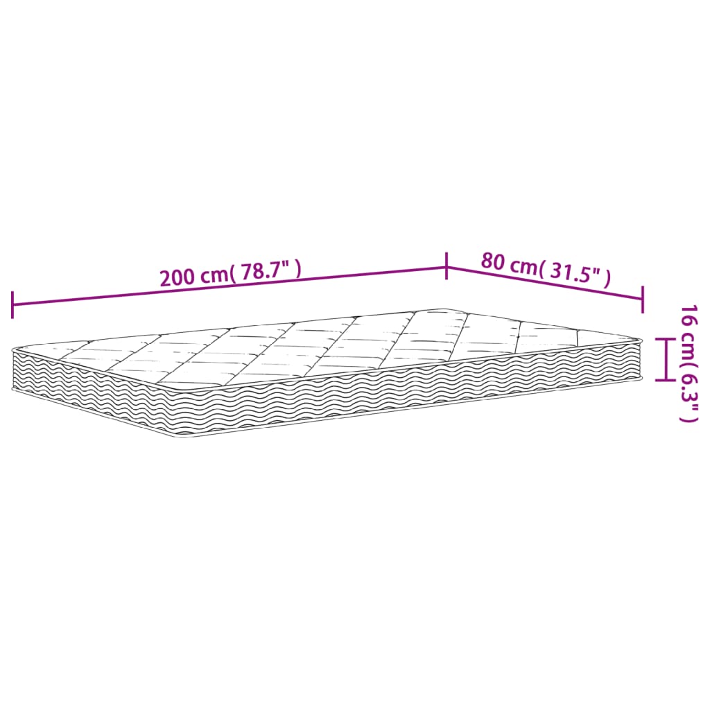 Matelas en mousse moyennement doux 80x200 cm