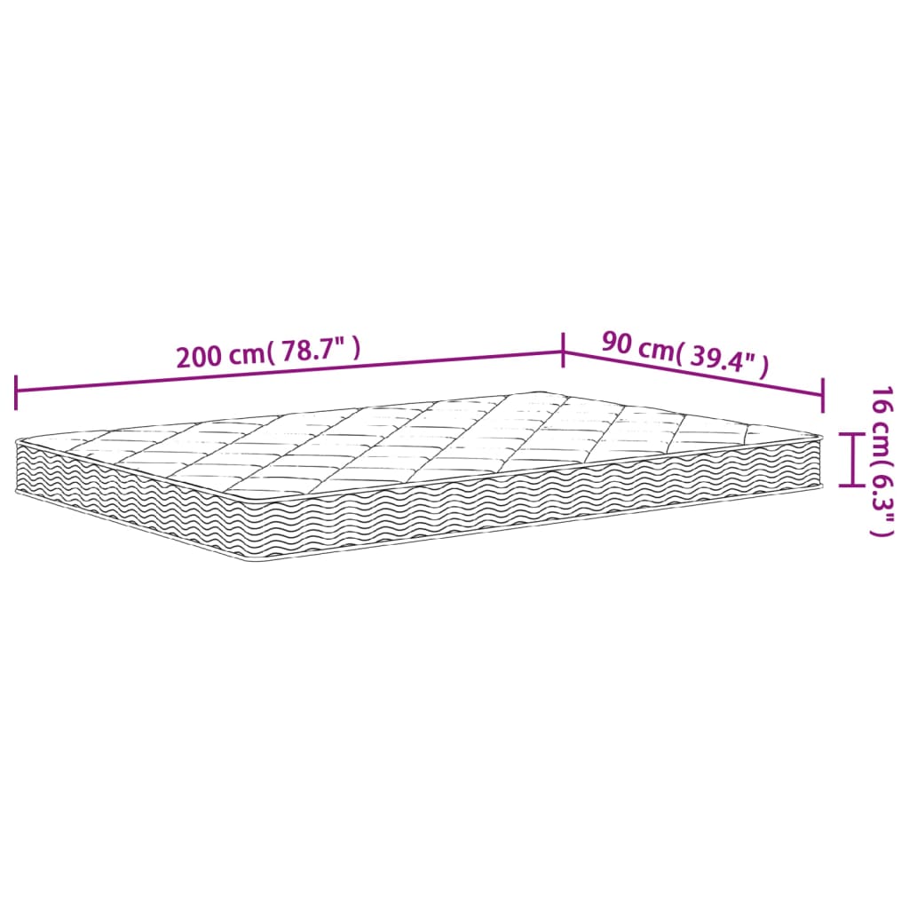 Mittelweiche Schaumstoffmatratze 90x200 cm