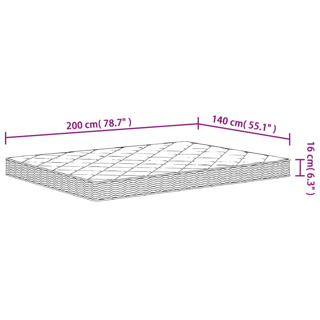 Medium soft foam mattress 140x200 cm