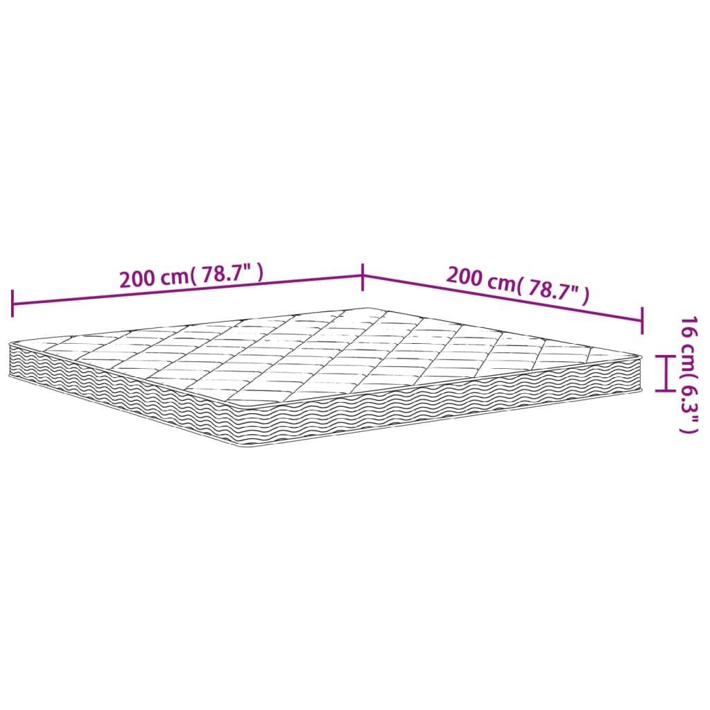 Matelas en mousse moyennement doux 200x200 cm