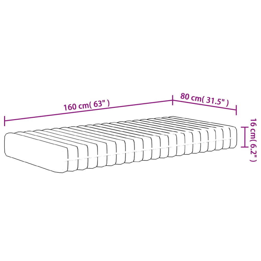 Medium soft children's foam mattress 80x160 cm