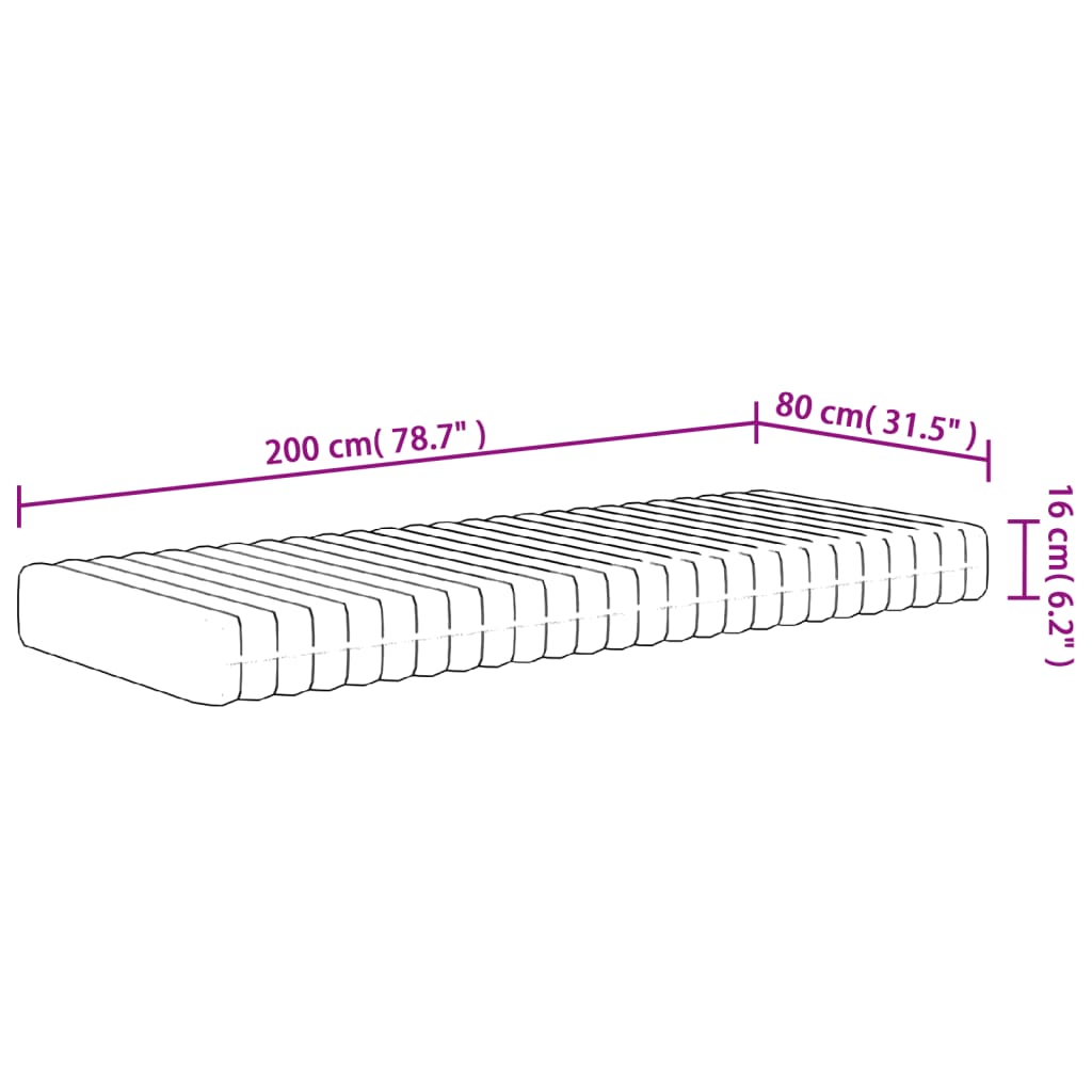 Medium soft foam mattress 80x200 cm