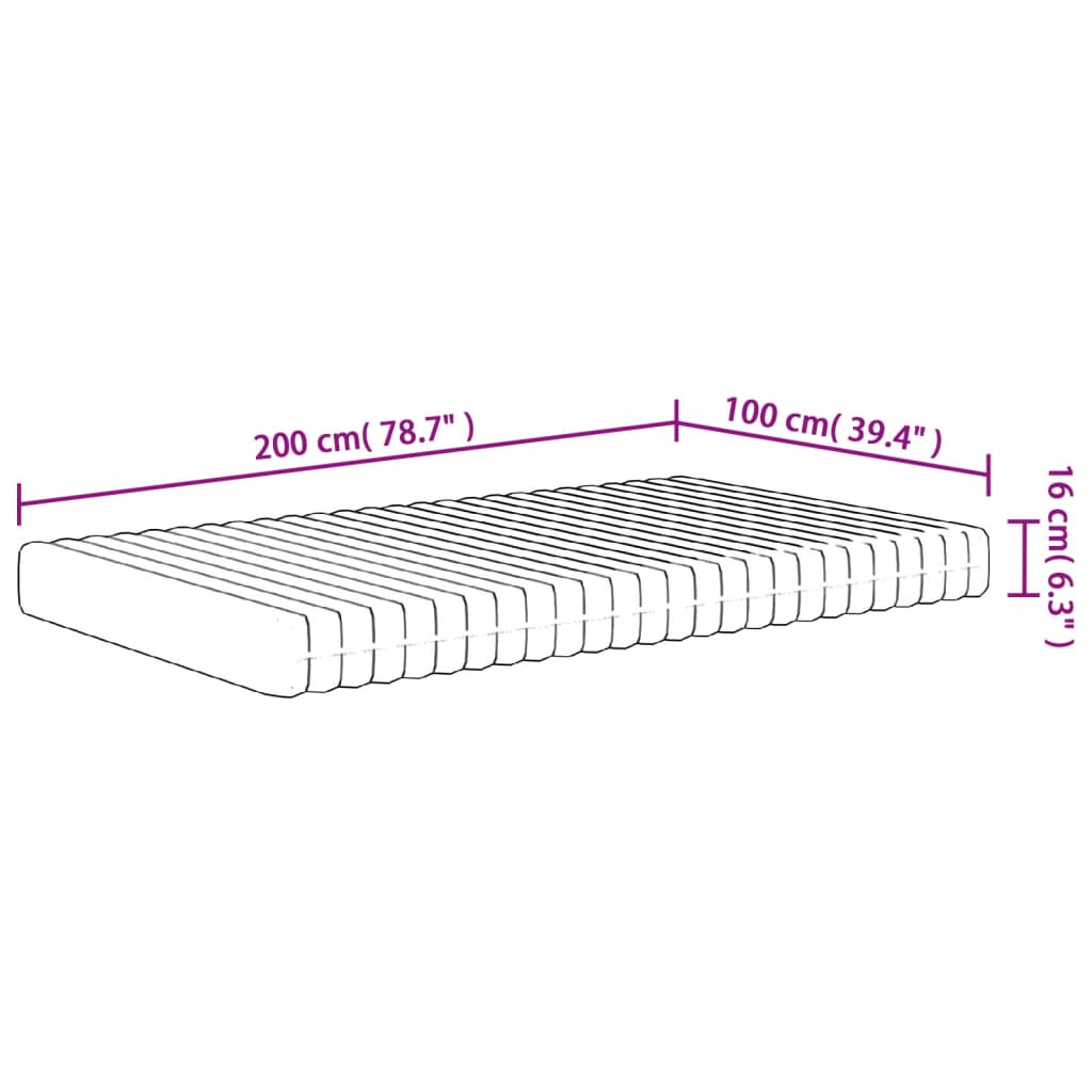 Mittelweiche Schaumstoffmatratze 100x200 cm