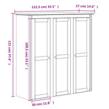 BODO white sideboard 115.5x43x200.5 cm solid pine wood