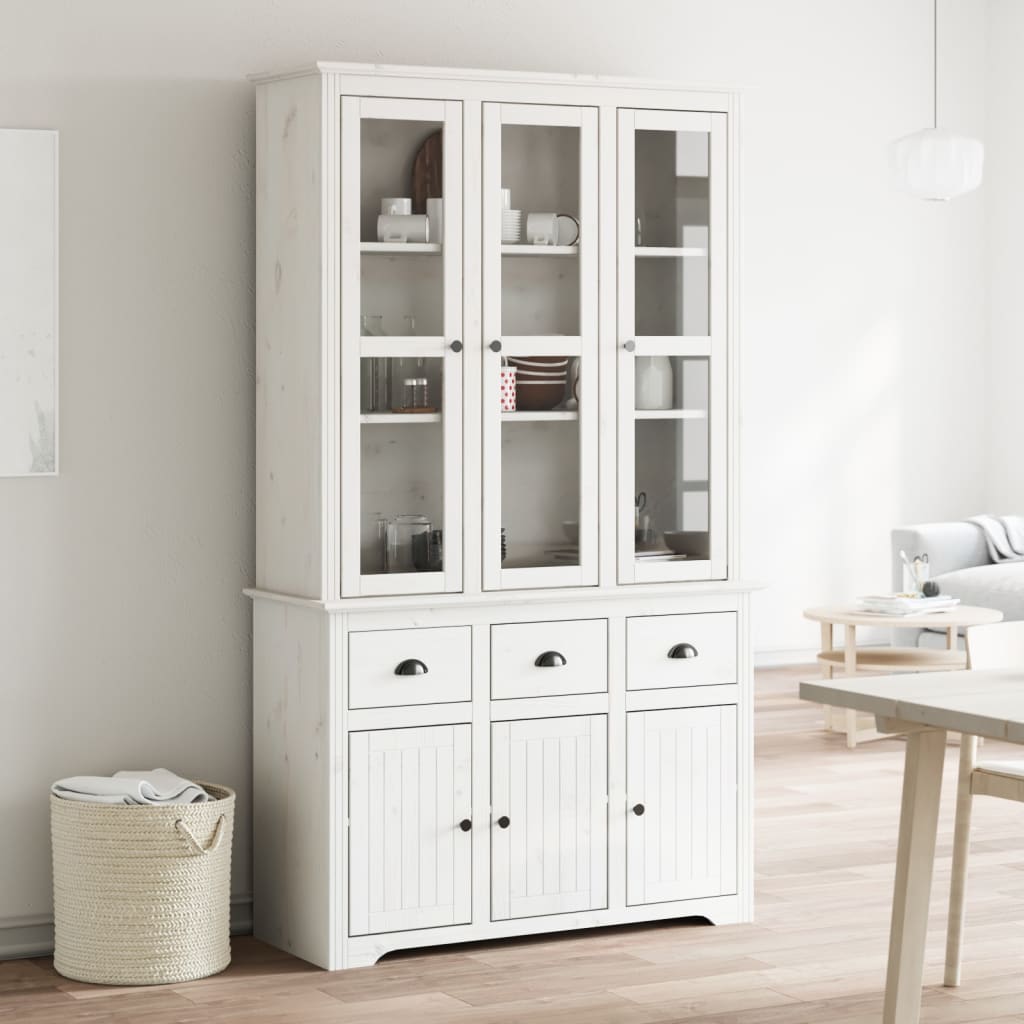 BODO white sideboard 115.5x43x200.5 cm solid pine wood