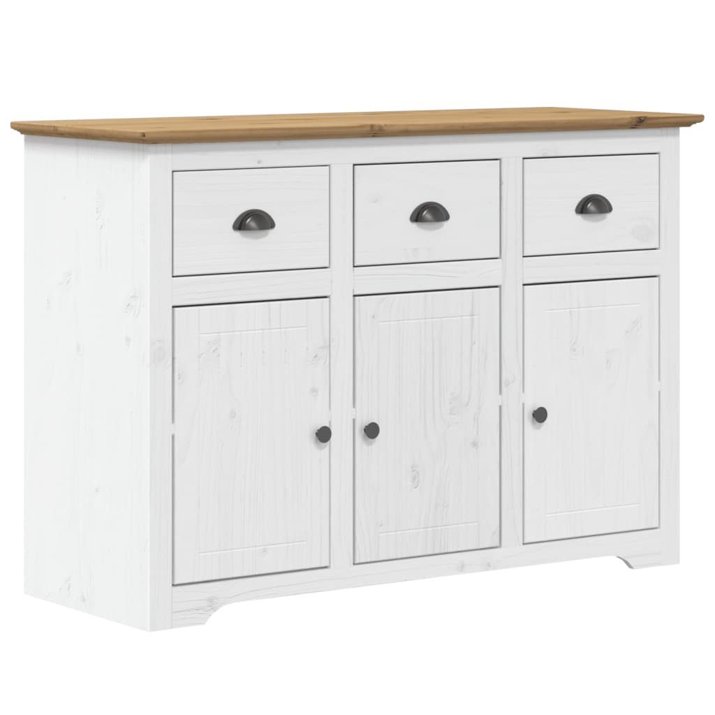 BODO white and brown sideboard 115.5x43x200.5cm solid pine wood