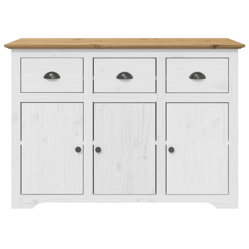 BODO white and brown sideboard 115.5x43x200.5cm solid pine wood