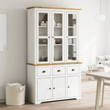 BODO white and brown sideboard 115.5x43x200.5cm solid pine wood