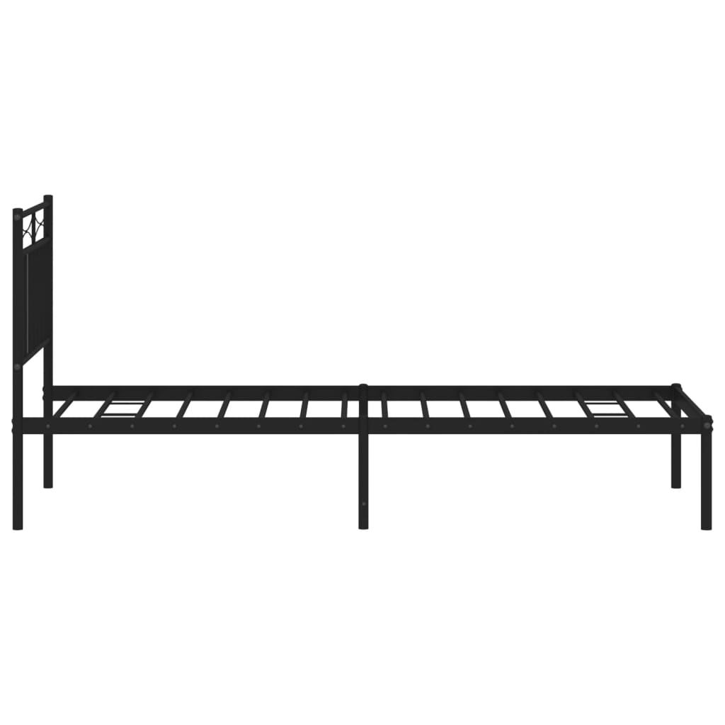 Cadre de lit métal sans matelas avec tête de lit noir 80x200 cm