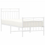 Cadre de lit métal sans matelas avec pied de lit blanc 75x190cm