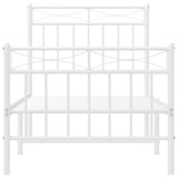 Cadre de lit métal sans matelas avec pied de lit blanc 75x190cm